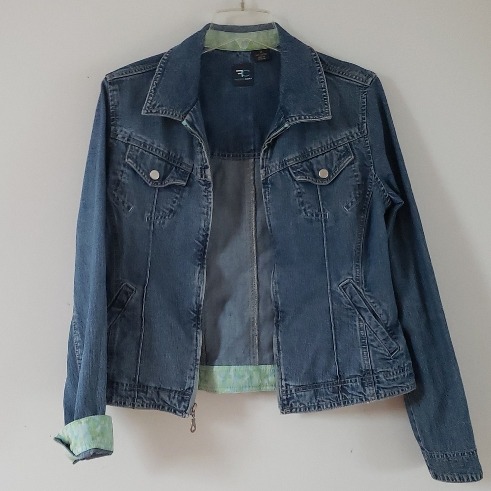 French Cuff Denim Jeans Jacket Zip Front